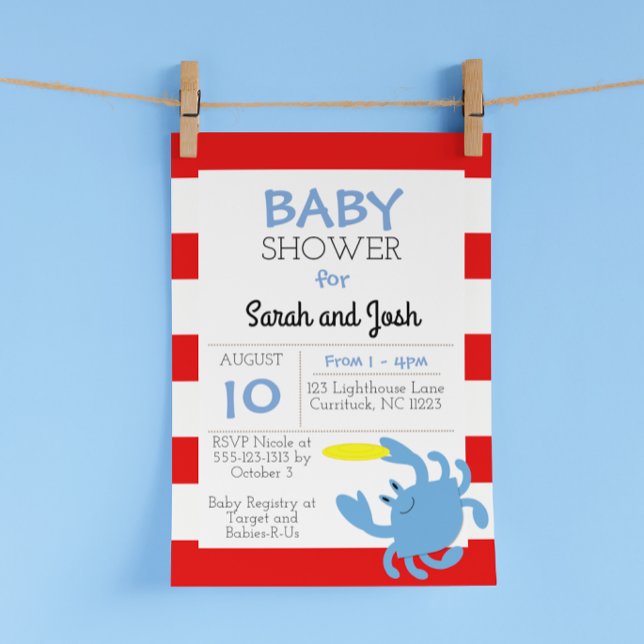 Inbjudan till Nautical Baby Shower för blå crawlni (Skapare uppladdad)