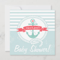 Inbjudan till Nautical Baby Shower för blå fästpun