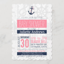 Inbjudan till Nautical Baby Shower, Rosa Blue för 