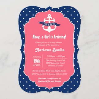 Inbjudan till Nautical Baby Shower, Rosa Blue Girl