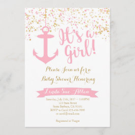 Inbjudan till Nautical Baby Shower - Rosa och Guld