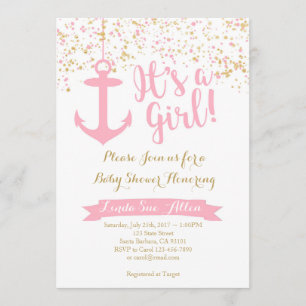 Inbjudan till Nautical Baby Shower - Rosa och Guld