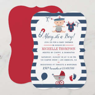 Inbjudan till Nautical Boy Baby Shower
