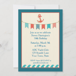 Inbjudan till Nautical Flaggor och Anchor