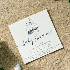 Inbjudan till Nautical Frakt Baby Shower Square