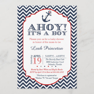 Inbjudan till Nautical Pojke Shower, Chevron