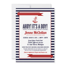 Inbjudan till Nautical Rand & Anchor Baby Shower