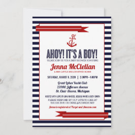 Inbjudan till Nautical Rand & Anchor Baby Shower