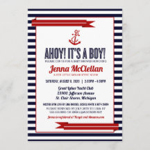 Inbjudan till Nautical Rand & Anchor Baby Shower
