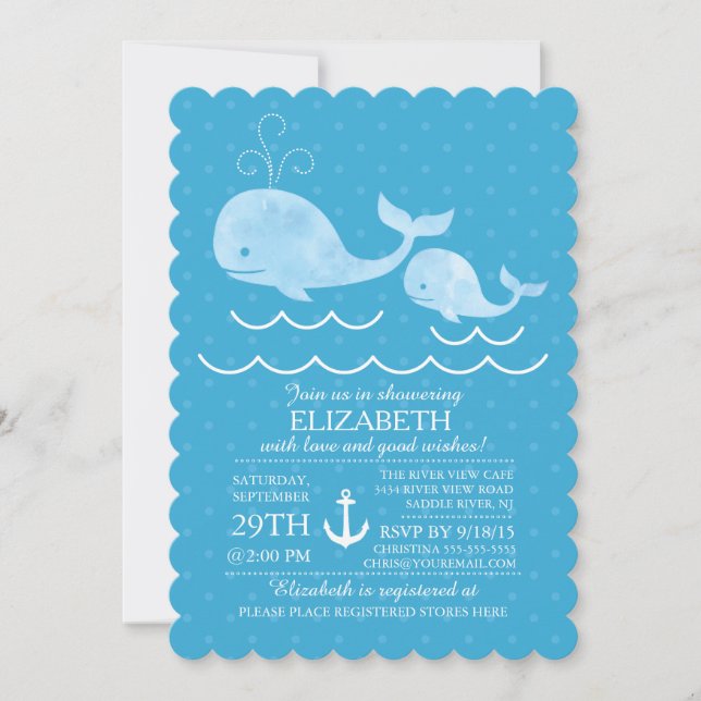 Inbjudan till Nautical Whale Boys Baby Shower (Framsida)