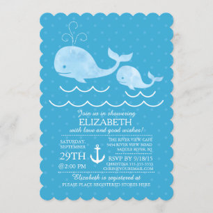 Inbjudan till Nautical Whale Boys Baby Shower
