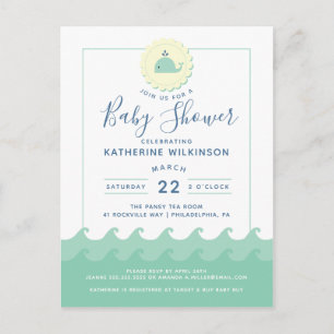 Inbjudan till Nautical Whale Pastel Baby Shower