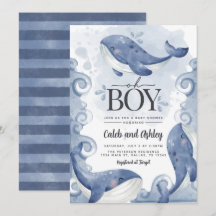 Inbjudan till Nautisk Whale Baby Shower