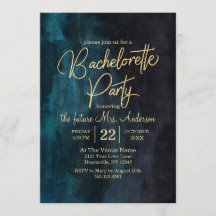 Inbjudan till Navy Blue & Guld Bachelorette Party
