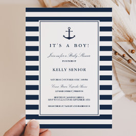 Inbjudan till Navy Nautical Baby Shower Pojke