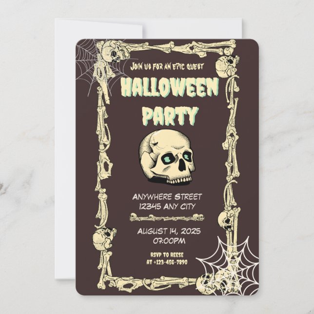 Inbjudan till nedkylning av Skull Halloween fest:  (Framsida)