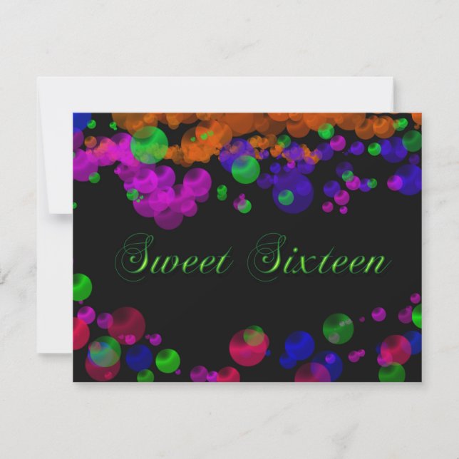 Inbjudan till Neon Bubbles-Sweet sixteen (Framsida)