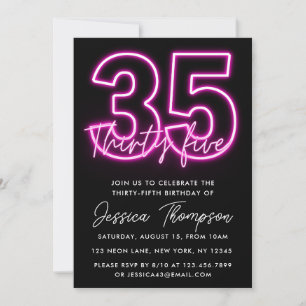 Inbjudan till Neon Rosa 35e Birthday