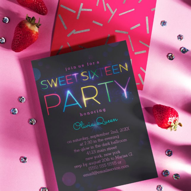 Inbjudan till Neon Sweet sixteen Party (Skapare uppladdad)