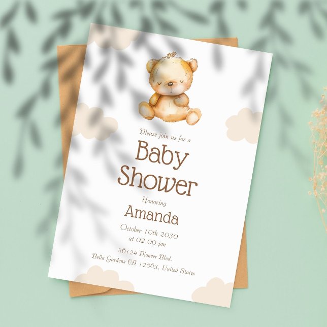 Inbjudan till neutralt Bear Baby Shower (Skapare uppladdad)