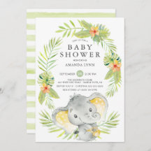 Inbjudan till neutralt Elephant Baby Shower