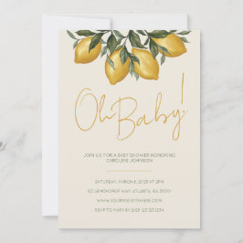 Inbjudan till neutralt Lemon Baby Shower