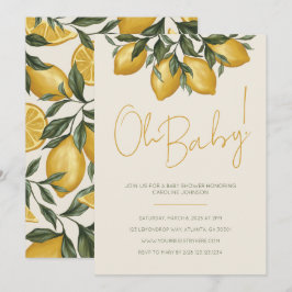 Inbjudan till neutralt Lemon Baby Shower