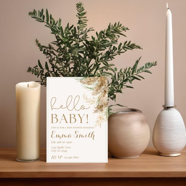 Inbjudan till neutralt Pampas Grass Baby Shower |  (Skapare uppladdad)