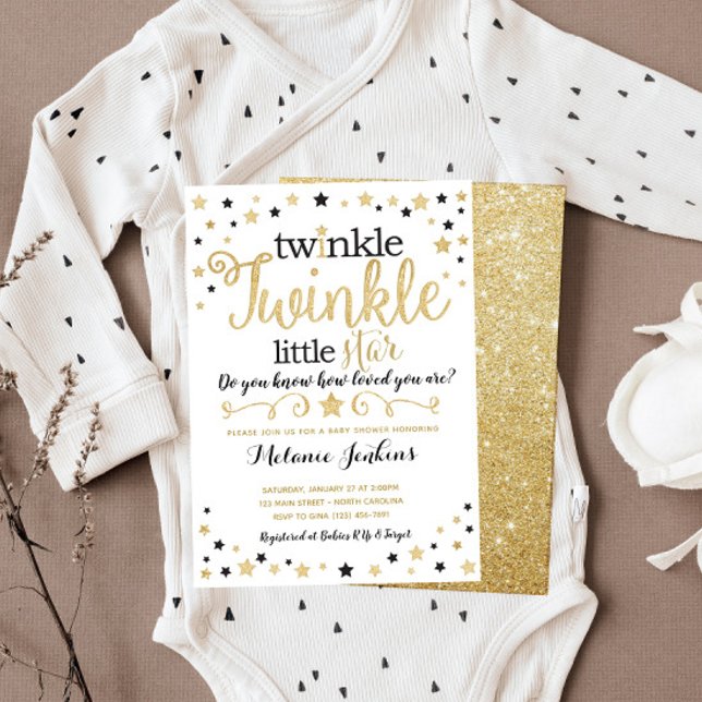 Inbjudan till neutralt Twinkle Little Star Baby Sh (Skapare uppladdad)
