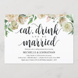 Inbjudan till neutralt Vår bröllop - middagsinbjud