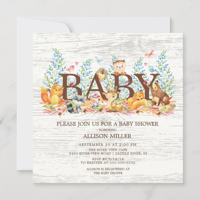 Inbjudan till Neutralten Baby Shower för trädjärva (Framsida)