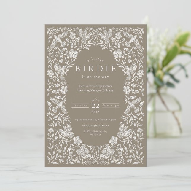 Inbjudan till neutraltens Blommigt Birdie Baby Sho (Stående Fram)