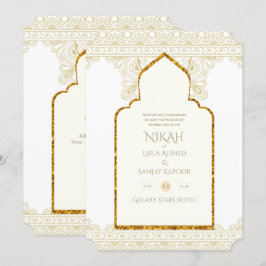 Inbjudan till NIKAH - Ornate Islamic Mosque Guld B