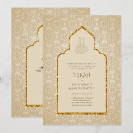 Inbjudan till NIKAH - Ornate Islamic Mosque Guld B
