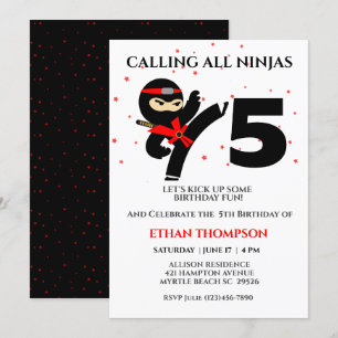 Inbjudan till Ninja Karate Birthday Anpassningsbar