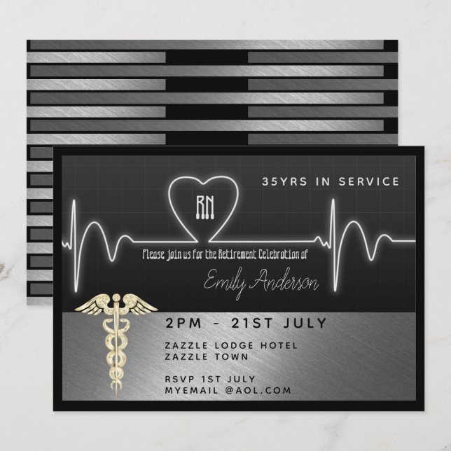 Inbjudan till Nurse Pension - Silver Black Metalli (Fram/baksida)