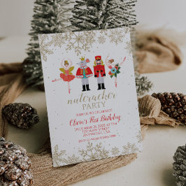 Inbjudan till Nutcracker Winter Birthday Red and G