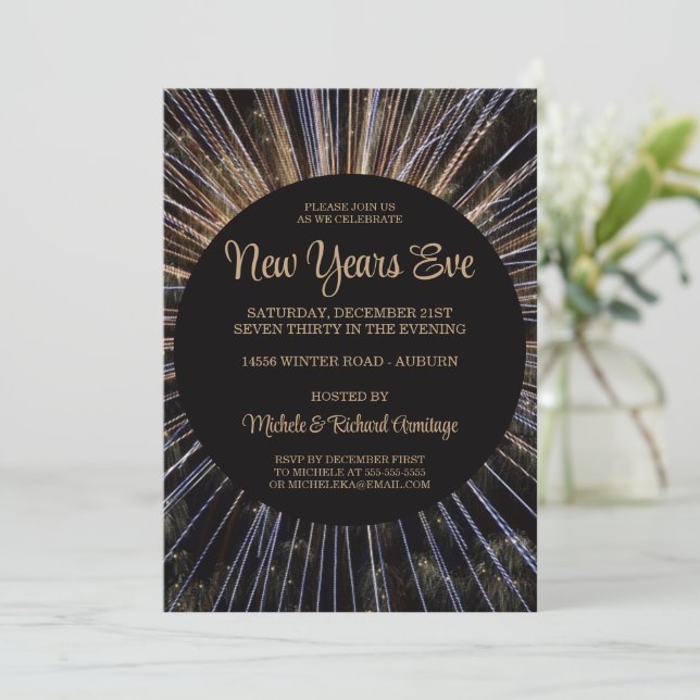 Inbjudan till nya år i Fireworks Firande (Stående Fram)