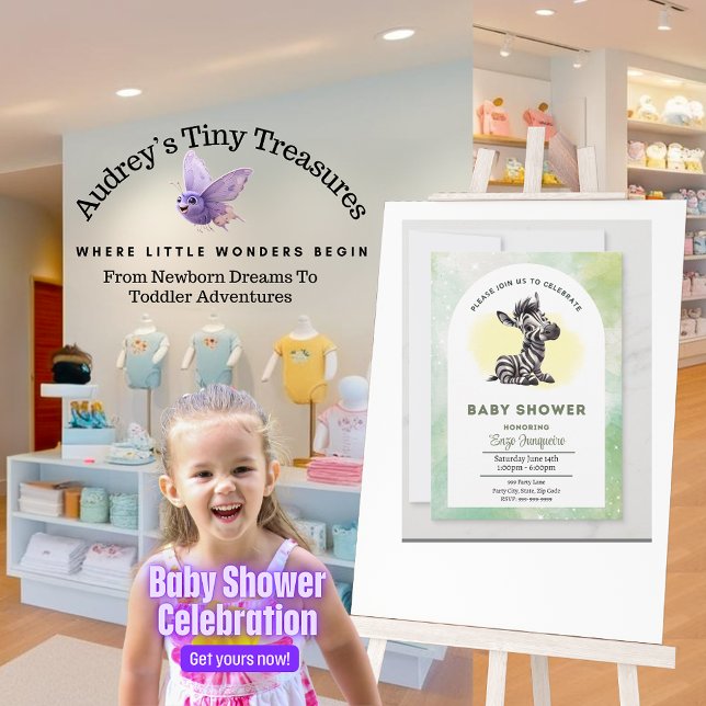 Inbjudan till nyanserad Tecknad Zebra Baby Shower (Skapare uppladdad)