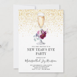 Inbjudan till nyårsafton Champagne Glass Party