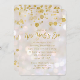 Inbjudan till Nyårsafton Guld Iridescent Bokeh