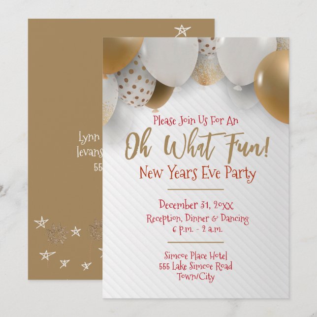 Inbjudan till nyårsafton, Guld och vita partier (Fram/baksida)