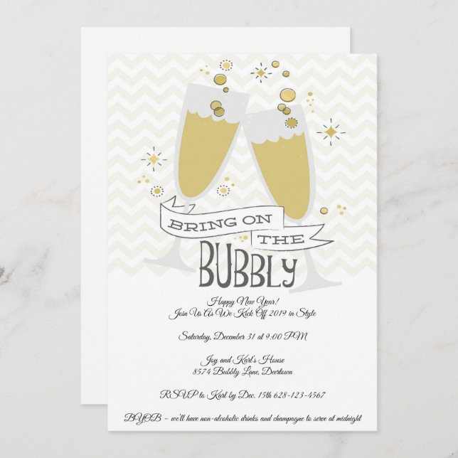 Inbjudan till nyårsafton nattparti (Fram/baksida)