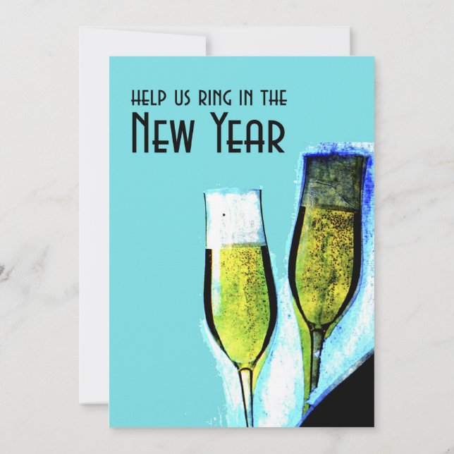 Inbjudan till Nyårsaftonen Champagne Glass (Baksida)