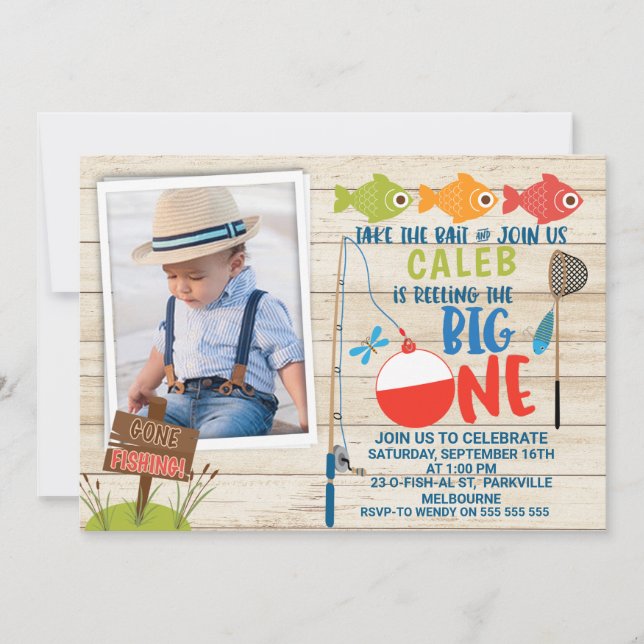 Inbjudan till O-fish-al Photo First Birthday (Framsida)