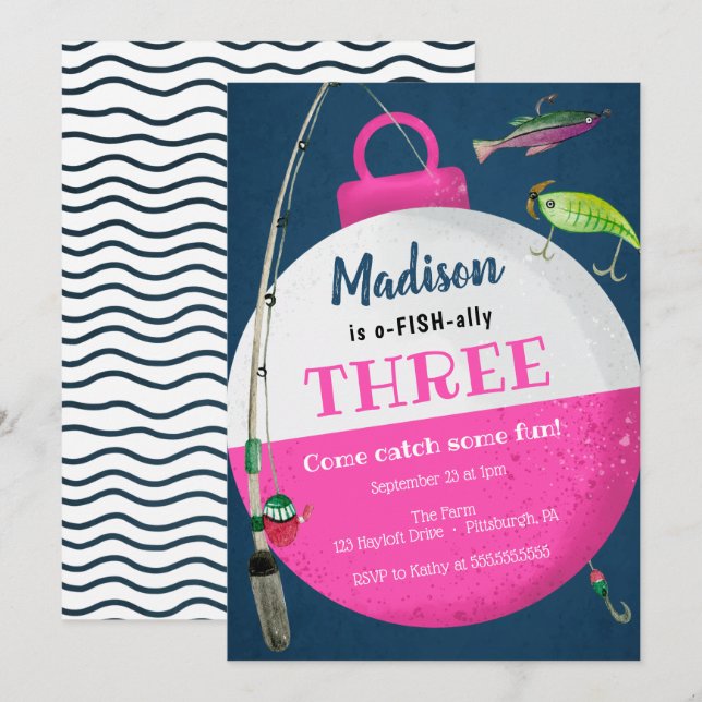 Inbjudan till O-FISH-ally Birthday-fiske (Fram/baksida)