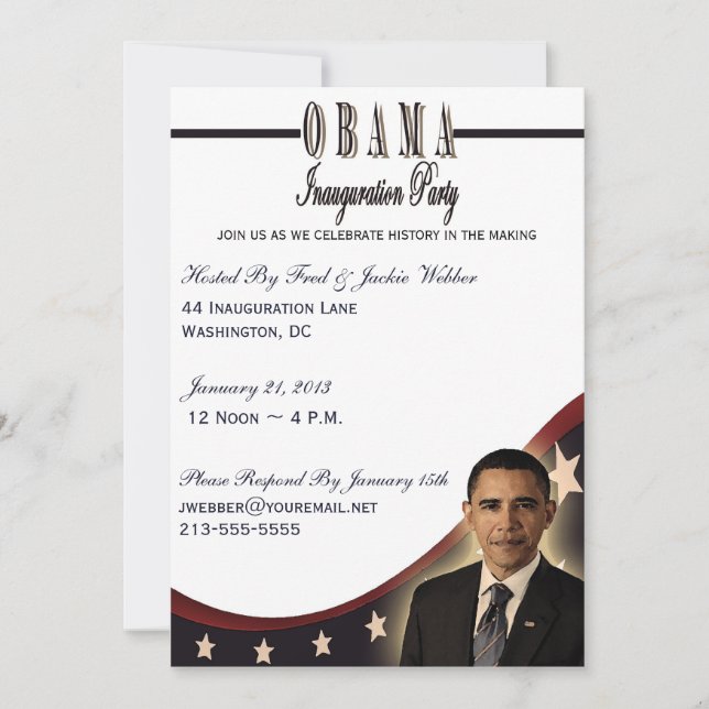 Inbjudan till Obama invigning 2013 festen (Framsida)