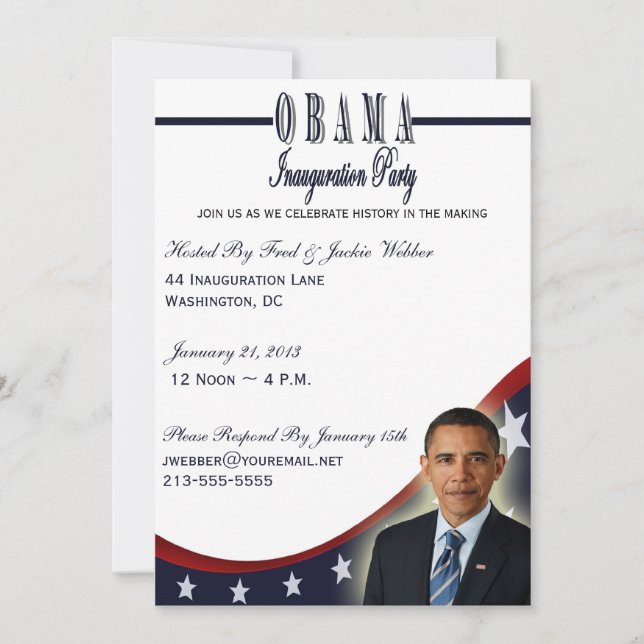 Inbjudan till Obama invigning 2013 festligheter (Framsida)