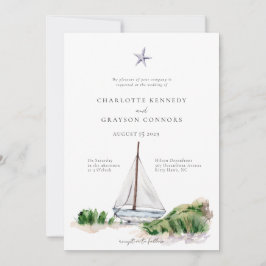 Inbjudan till Ocean Beach Watercolor Coastal Weddi