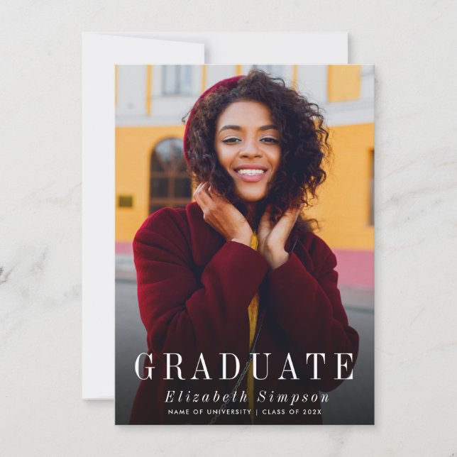 inbjudan till och meddelande om studenten på ett e (Framsida)